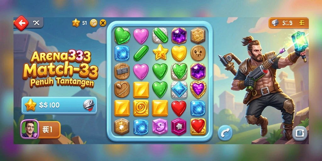 Screenshot gameplay ARENA333 menunjukkan kecocokan item yang menarik.