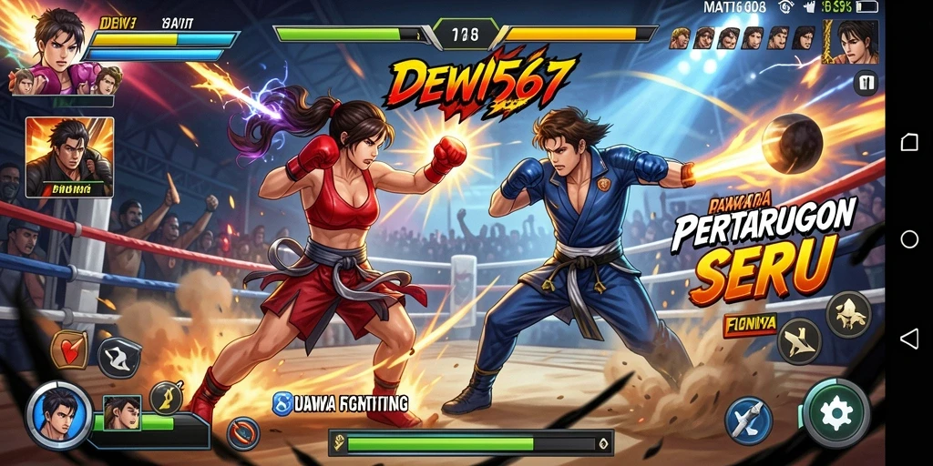Tampilan gameplay seru dari DEWI567, menampilkan pertarungan mendebarkan.