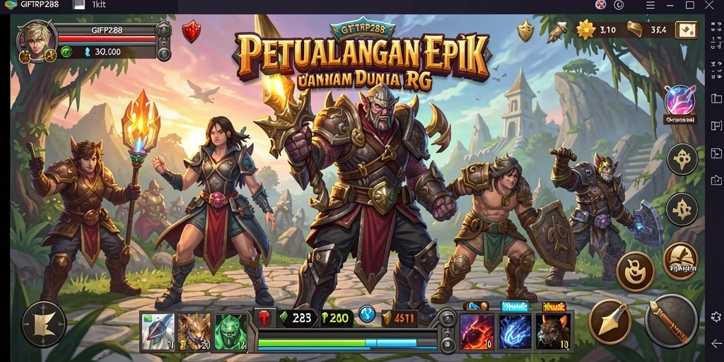 Screenshot menampilkan karakter dalam pertempuran epik di <strong>GIFTRP288</strong>.