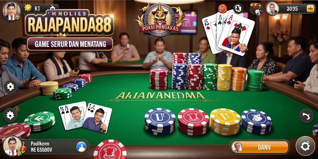 Tampilan gameplay seru dan interaktif di RAJAPANDA88 Poker.
